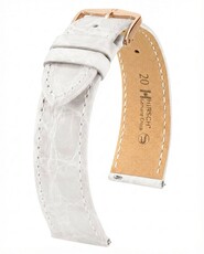bracelet en cuir Hirsch Genuine Croco L 01808000-7, blanc, cuir de crocodile, longueur L, Quick Release