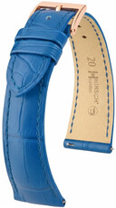 bracelet en cuir Hirsch London L 04307085-7, bleu, cuir d'alligator, longueur L, Quick Release