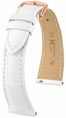 Bracelet en cuir Hirsch London 04207109-7, blanc, peau d'alligator, Quick Release