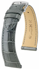 Bracelet en cuir Hirsch London 04207130-2, gris, peau d'alligator, Quick Release