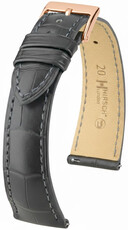 Bracelet en cuir Hirsch London 04207139-7, gris, peau d'alligator, Quick Release