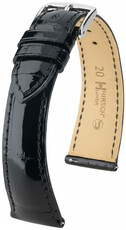 Bracelet en cuir Hirsch London 04207150-2, noir, peau d'alligator, Quick Release