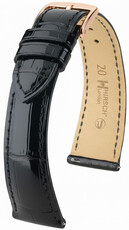 Bracelet en cuir Hirsch London 04207150-7, noir, peau d'alligator, Quick Release