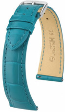 Bracelet en cuir Hirsch London 04207183-2, bleu, peau d'alligator, Quick Release