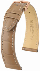 Bracelet en cuir Hirsch London 04207199-7, beige, peau d'alligator, Quick Release