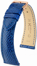 Bracelet en cuir Hirsch London 04266185-7, bleu, peau de lézard, Quick Release