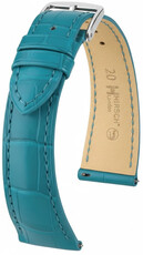 bracelet en cuir Hirsch London L 04207083-2, bleu, cuir d'alligator, longueur L, Quick Release