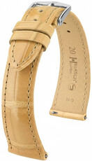 bracelet en cuir Hirsch London L 04207090-2, beige, cuir d'alligator, longueur L, Quick Release
