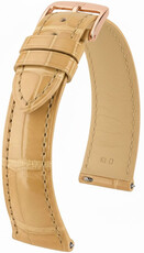 bracelet en cuir Hirsch London L 04207090-7, beige, cuir d'alligator, longueur L, Quick Release