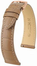 bracelet en cuir Hirsch London L 04207099-7, beige, cuir d'alligator, longueur L, Quick Release