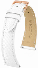 bracelet en cuir Hirsch London L 04266000-7, blanc, peau de lézard, longueur L, Quick Release