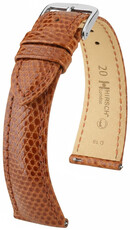 bracelet en cuir Hirsch London L 04266070-2, marron, cuir de lézard, longueur L, Quick Release