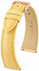 bracelet en cuir Hirsch London L 04266073-7, jaune, cuir de lézard, longueur L, Quick Release