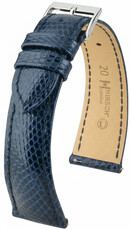 bracelet en cuir Hirsch London L 04266080-2, bleu, cuir de lézard, longueur L, Quick Release