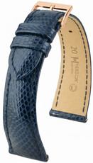 bracelet en cuir Hirsch London L 04266080-7, bleu, cuir de lézard, longueur L, Quick Release