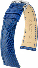 bracelet en cuir Hirsch London L 04266085-2, bleu, cuir de lézard, longueur L, Quick Release