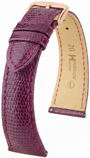 bracelet en cuir Hirsch London L 04266087-7, violet, cuir de lézard, longueur L, Quick Release
