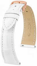 bracelet en cuir Hirsch London L 04307000-7, blanc, cuir d'alligator, longueur L, Quick Release
