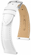 bracelet en cuir Hirsch London L 04307009-2, blanc, cuir d'alligator, longueur L, Quick Release