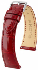 bracelet en cuir Hirsch London L 04307020-2, rouge, cuir d'alligator, longueur L, Quick Release