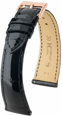 Bracelet en cuir Hirsch London L 04307050-7, noir, cuir d'alligator, longueur L, Quick Release