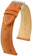 Bracelet en cuir Hirsch Massai Ostrich L 04262071-2, marron, cuir d'autruche, longueur L, Quick Release