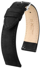 bracelet en cuir Hirsch Osiris Nubuk L 03433050-2, noir, cuir de veau, longueur L, Quick Release