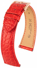 Bracelet en cuir Hirsch Regent L 04107029-7, rouge, cuir d'alligator, longueur L, Quick Release