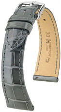 bracelet en cuir Hirsch London L 04207030-2, gris, cuir d'alligator, longueur L, Quick Release