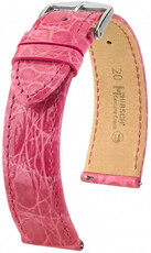 Bracelet en cuir Hirsch Genuine Croco L 01808025-2, rose, cuir de crocodile, longueur L, Quick Release