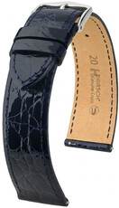 Bracelet en cuir Hirsch Genuine Croco L 01808080-2, bleu, cuir de crocodile, longueur L, Quick Release