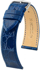 Bracelet en cuir Hirsch Genuine Croco L 01808085-2, bleu, cuir de crocodile, longueur L, Quick Release