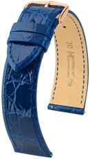 Bracelet en cuir Hirsch Genuine Croco L 01808085-7, bleu, cuir de crocodile, longueur L, Quick Release