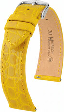 Bracelet en cuir Hirsch Genuine Croco 01808172-2, jaune, peau de crocodile, Quick Release