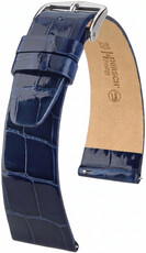 bracelet en cuir Hirsch Prestige L 02207080-2, bleu, cuir d'alligator, longueur L, Quick Release