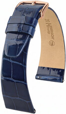 bracelet en cuir Hirsch Prestige L 02207080-7, bleu, cuir d'alligator, longueur L, Quick Release