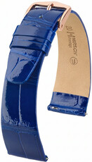bracelet en cuir Hirsch Prestige L 02207082-7, bleu, cuir d'alligator, longueur L, Quick Release
