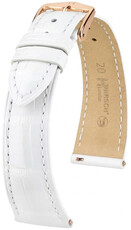 bracelet en cuir Hirsch London L 04207000-7, blanc, cuir d'alligator, longueur L, Quick Release