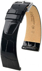 Bracelet en cuir Hirsch Prestige 02307150-2, noir, peau d'alligator, Quick Release