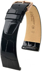 Bracelet en cuir Hirsch Prestige 02307150-7, noir, peau d'alligator, Quick Release
