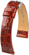 Bracelet en cuir Hirsch Prestige 02308170-2, brun, peau de crocodile, Quick Release