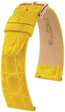 Bracelet en cuir Hirsch Prestige 02308172-7, jaune, peau de crocodile, Quick Release