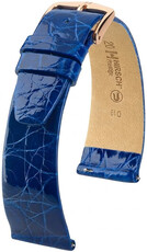 Bracelet en cuir Hirsch Prestige 02308185-7, bleu, peau de crocodile, Quick Release