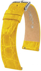 bracelet de montre en cuir Hirsch Prestige L 02208072-2, jaune, cuir de crocodile, longueur L, Quick Release