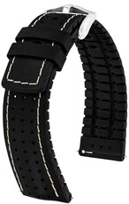 Bracelet en cuir Hirsch Tiger L 0915002050-2, noir, veau, longueur L, Quick Release