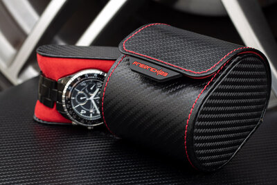 Étui pour montre Friedrich Lederwaren Carbon 32057-2