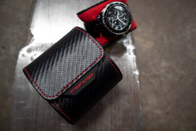 Étui pour montre Friedrich Lederwaren Carbon 32057-2