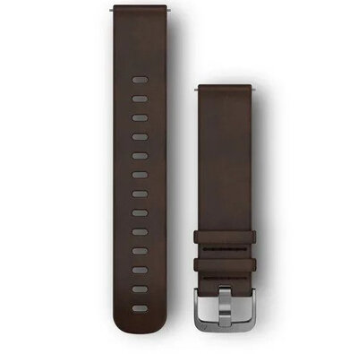 Bracelet en cuir Garmin 20mm (pour Venu, Venu Sq, Venu 2 plus etc.), marron V2, Quick Release, 010-12691-01