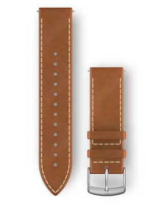 bracelet en cuir Garmin 20mm (pour Venu, Venu Sq, Venu 2 Plus etc.), marron, Quick Release, 010-12691-0A
