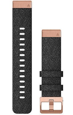 Bracelet en nylon Garmin 20mm (pour Garmin Fenix 8/7S/6S (43mm), etc.), noir V2, QuickFit, 010-12874-00